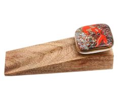 2 Pieces Gold Fish Ceramic Wooden Door Stopper
